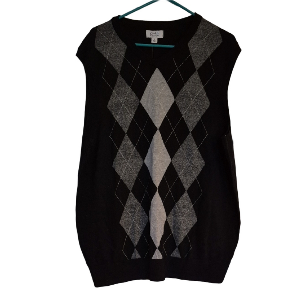 NWT Croft & Barrow women's XL crewneck argyle sweater vest Academia Nerdcore
